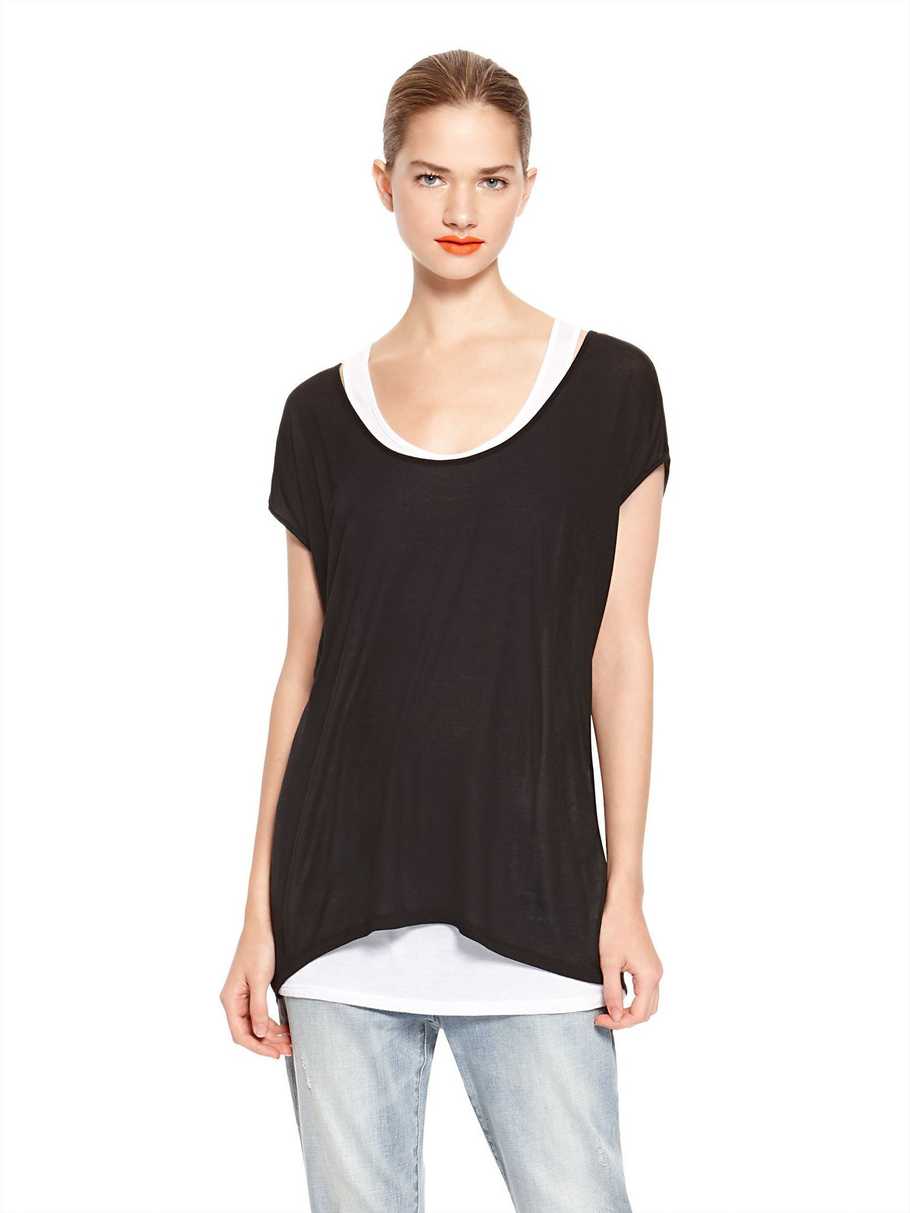 DKNYPURE TEE WITH UNDERLAYER